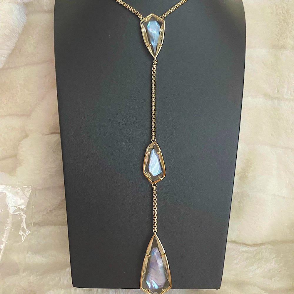 Kendra Scott Charlotte Brown Mother of Pearl Necklace Rose Gold